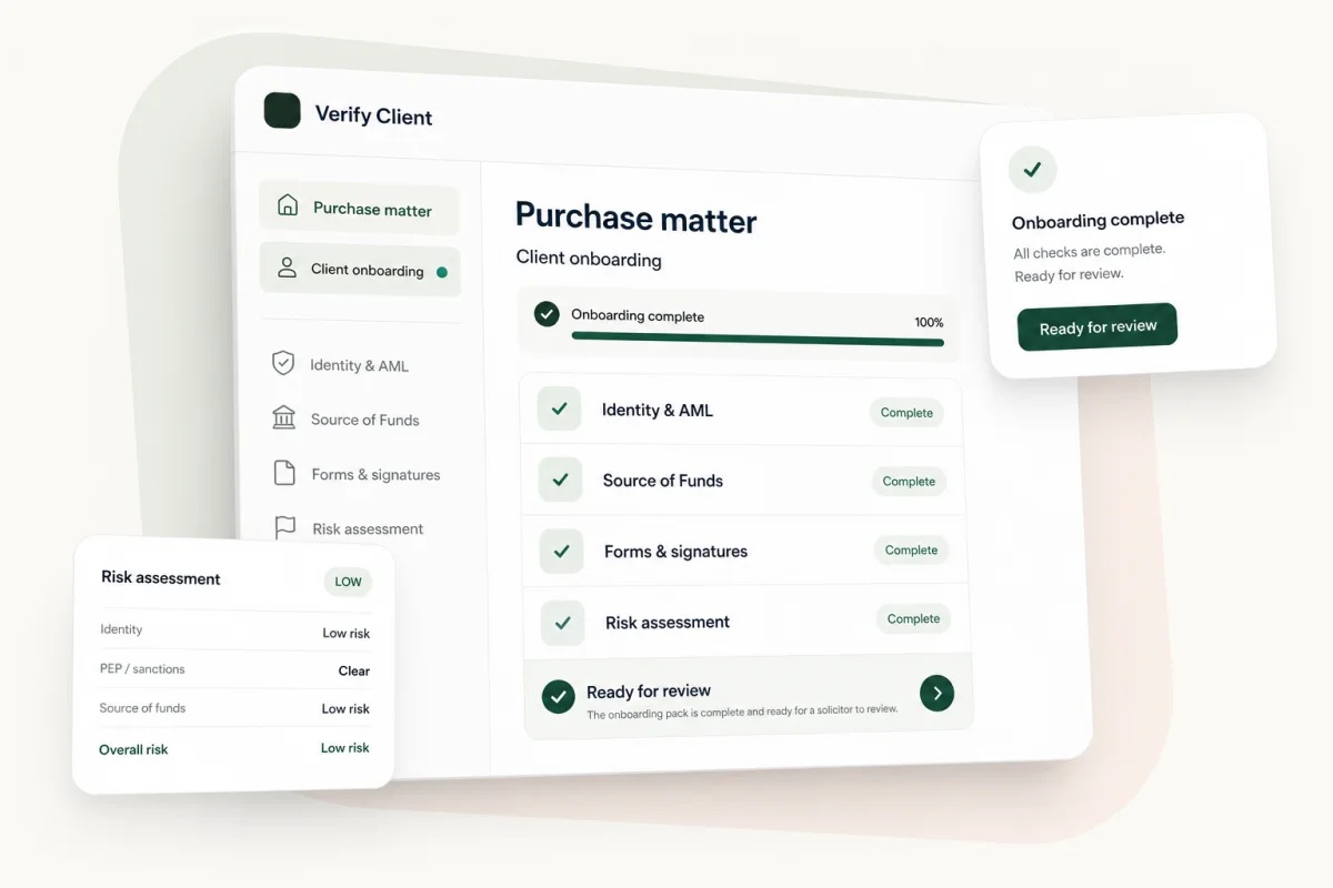 Verify Client matter workspace with a complete onboarding pack ready for review